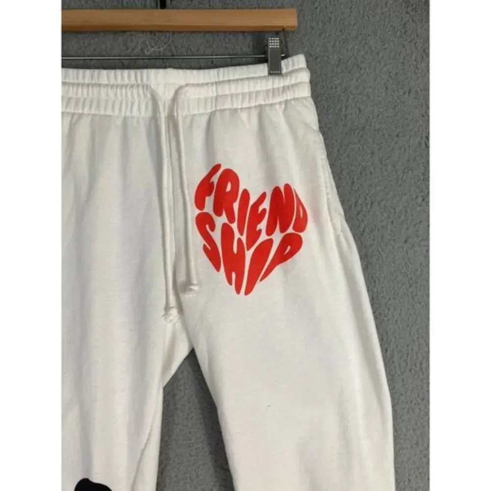 Disney Mickey Mouse Joggers Women M White Fleece Sweatpants Graphic Lounge